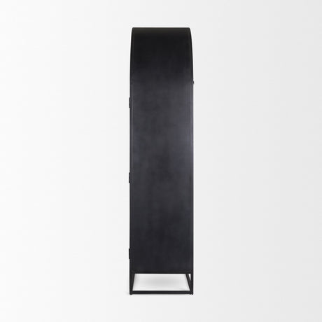 Sloan Black Wood W/Black Metal Frame Arched Cabinet by Mercana at Eve Furniture