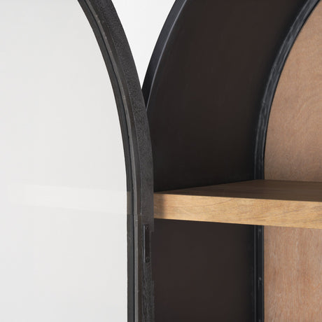Sloan Black Wood W/Black Metal Frame Arched Cabinet by Mercana at Eve Furniture