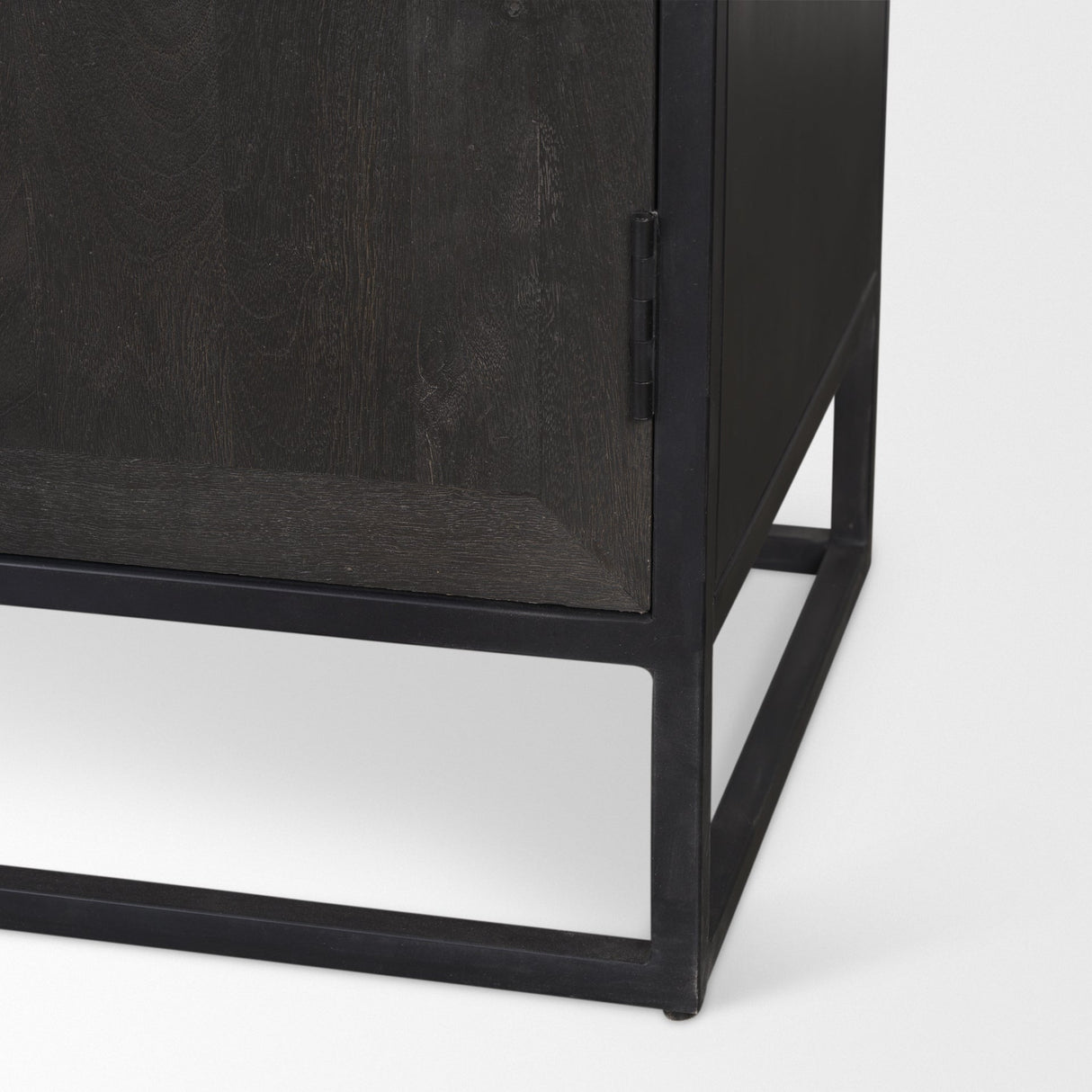 Sloan Black Wood W/Black Metal Frame Arched Cabinet by Mercana at Eve Furniture