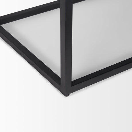 Sloan Black Wood W/Black Metal Frame Side Table by Mercana at Eve Furniture
