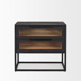 Sloan Black Wood W/Black Metal Frame Side Table by Mercana at Eve Furniture