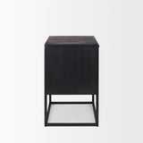 Sloan Black Wood W/Black Metal Frame Side Table by Mercana at Eve Furniture