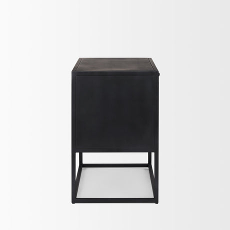 Sloan Black Wood W/Black Metal Frame Side Table by Mercana at Eve Furniture
