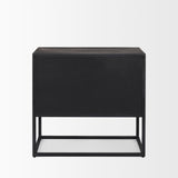 Sloan Black Wood W/Black Metal Frame Side Table by Mercana at Eve Furniture