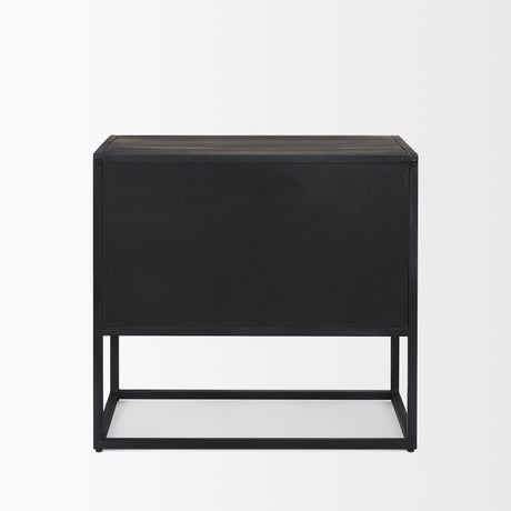 Sloan Black Wood W/Black Metal Frame Side Table by Mercana at Eve Furniture
