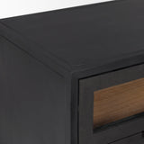 Sloan Black Wood W/Black Metal Frame Side Table by Mercana at Eve Furniture