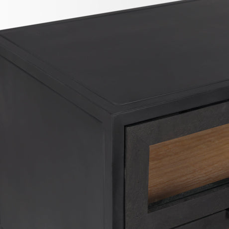 Sloan Black Wood W/Black Metal Frame Side Table by Mercana at Eve Furniture