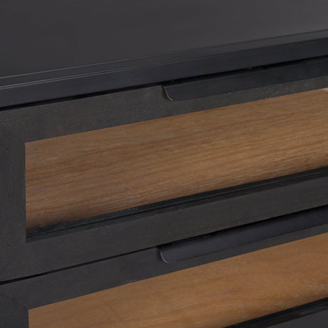 Sloan Black Wood W/Black Metal Frame Side Table by Mercana at Eve Furniture