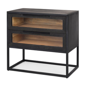 Sloan Black Wood W/Black Metal Frame Side Table by Mercana at Eve Furniture