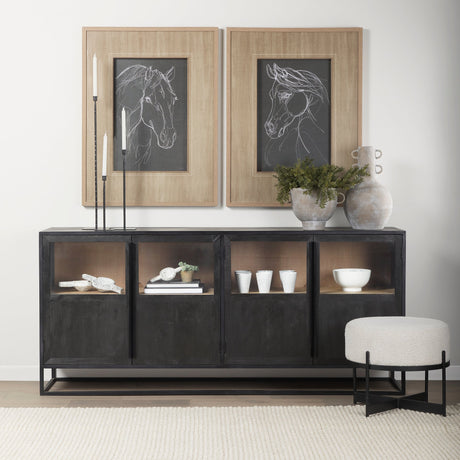 Sloan Black Wood W/Black Metal Frame Sideboard by Mercana at Eve Furniture