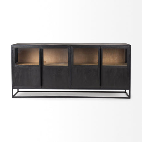 Sloan Black Wood W/Black Metal Frame Sideboard by Mercana at Eve Furniture