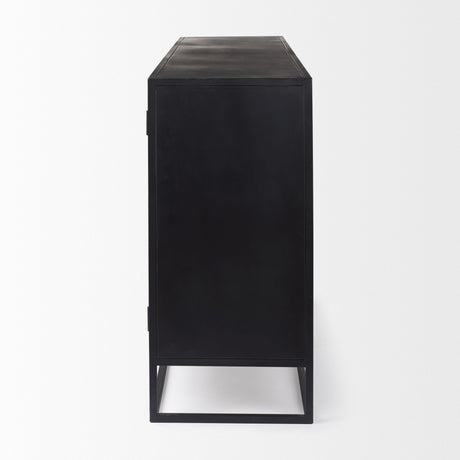 Sloan Black Wood W/Black Metal Frame Sideboard by Mercana at Eve Furniture