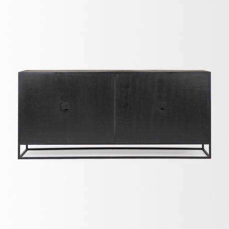 Sloan Black Wood W/Black Metal Frame Sideboard by Mercana at Eve Furniture