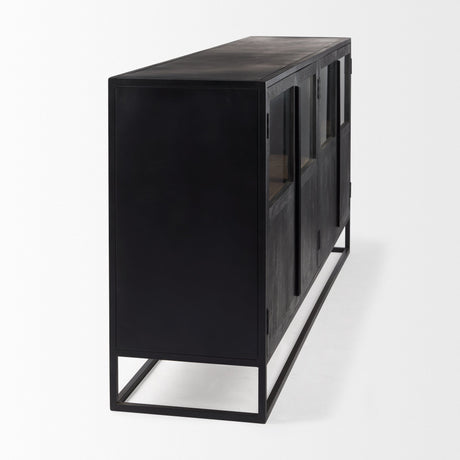 Sloan Black Wood W/Black Metal Frame Sideboard by Mercana at Eve Furniture