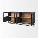 Sloan Black Wood W/Black Metal Frame Sideboard by Mercana at Eve Furniture