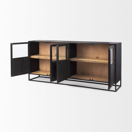 Sloan Black Wood W/Black Metal Frame Sideboard by Mercana at Eve Furniture