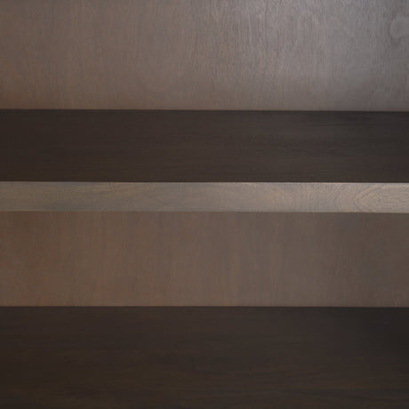 Sloan Dark Brown Wood W/Black Metal Arched Curio Cabinet by Mercana at Eve Furniture