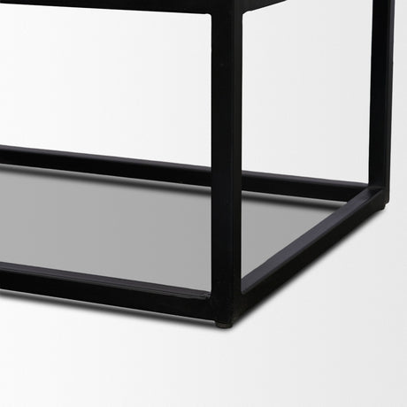 Sloan Light Brown W/ Black Metal Frame Side Table by Mercana at Eve Furniture