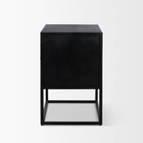 Sloan Light Brown W/ Black Metal Frame Side Table by Mercana at Eve Furniture