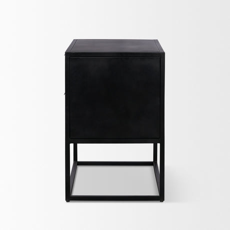 Sloan Light Brown W/ Black Metal Frame Side Table by Mercana at Eve Furniture