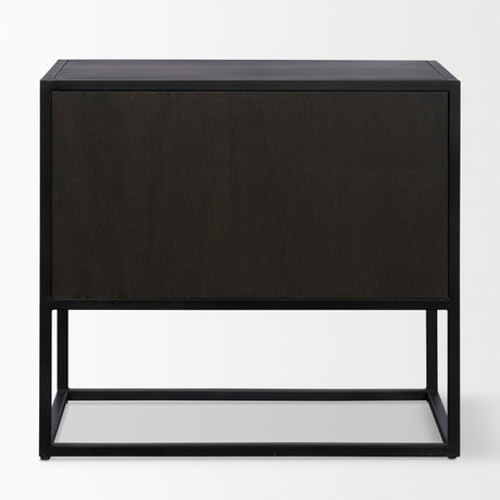 Sloan Light Brown W/ Black Metal Frame Side Table by Mercana at Eve Furniture