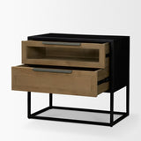 Sloan Light Brown W/ Black Metal Frame Side Table by Mercana at Eve Furniture