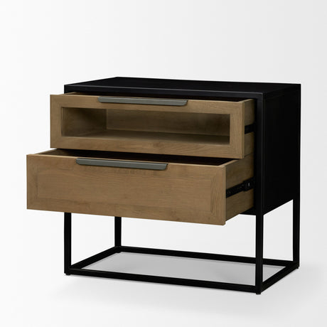 Sloan Light Brown W/ Black Metal Frame Side Table by Mercana at Eve Furniture