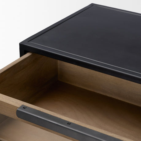 Sloan Light Brown W/ Black Metal Frame Side Table by Mercana at Eve Furniture