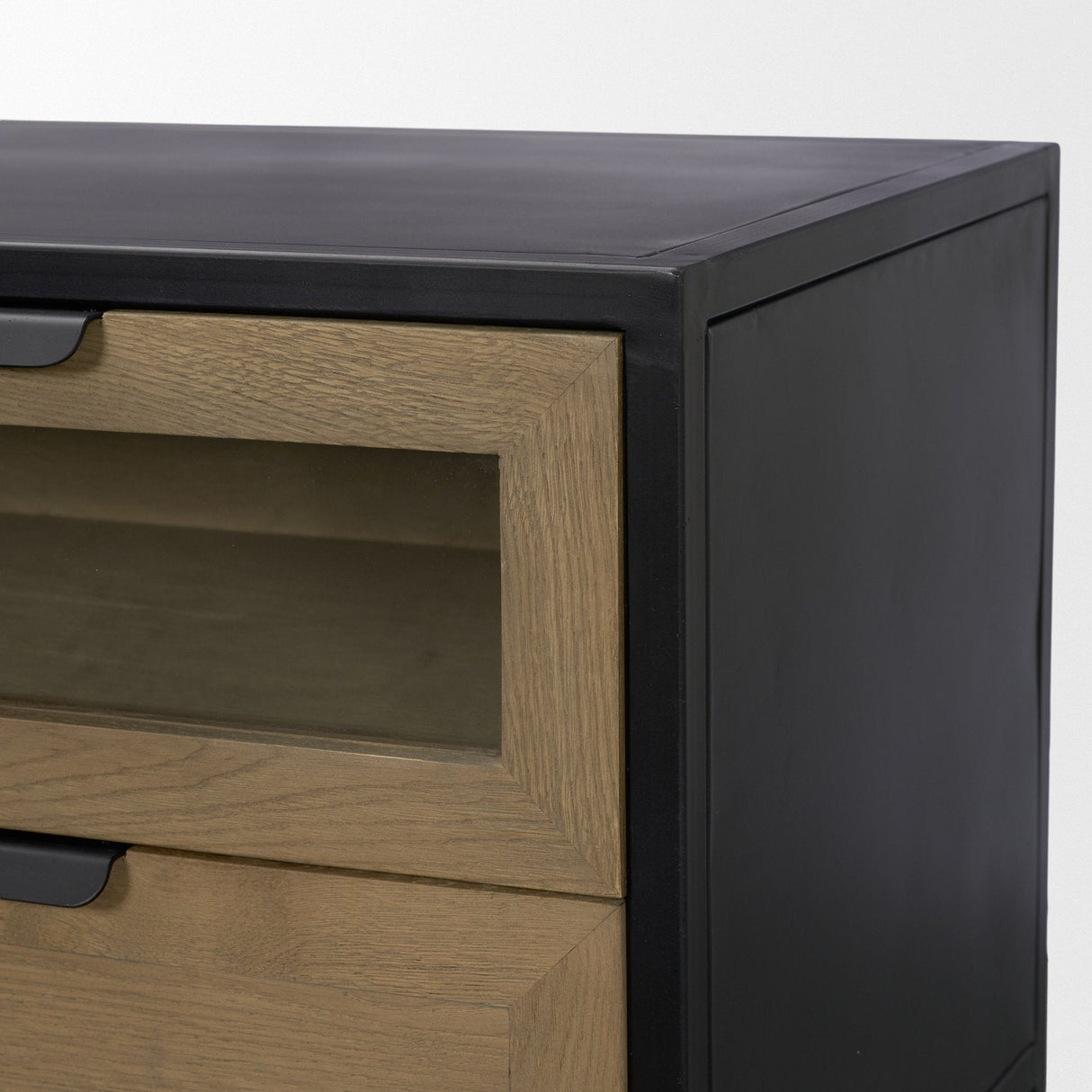 Sloan Light Brown W/ Black Metal Frame Side Table by Mercana at Eve Furniture