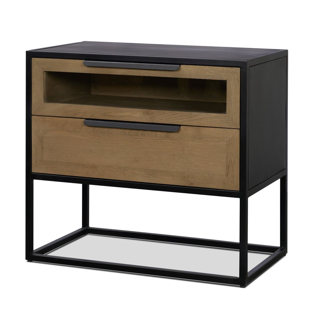 Sloan Light Brown W/ Black Metal Frame Side Table by Mercana at Eve Furniture