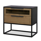 Sloan Light Brown W/ Black Metal Frame Side Table by Mercana at Eve Furniture