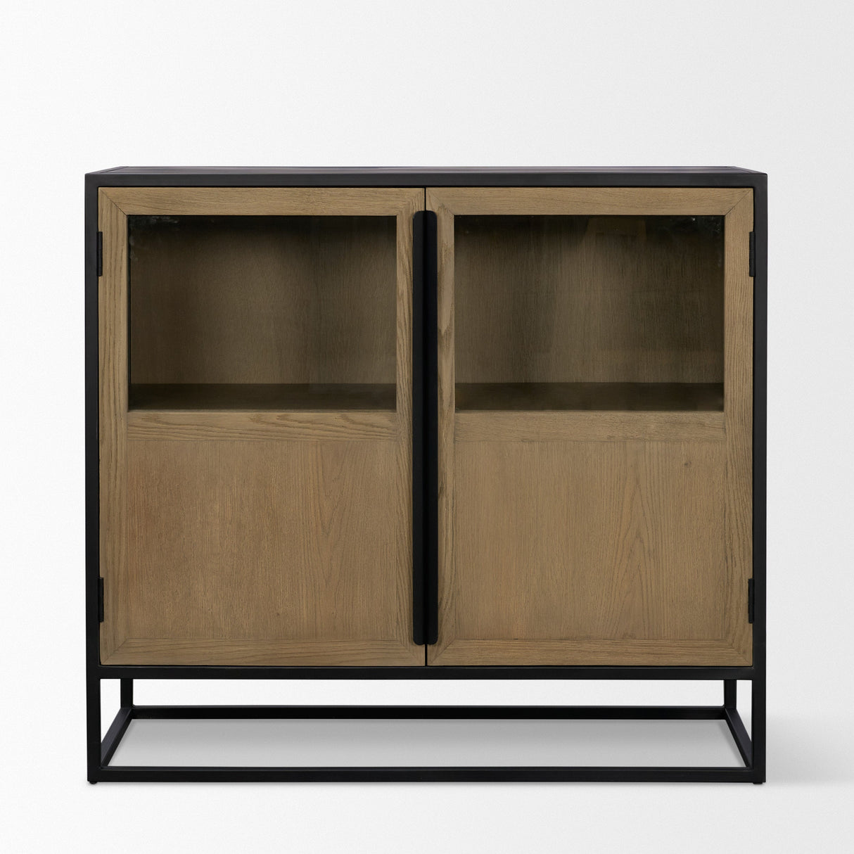 Sloan 40.0W Light Brown W/Black Metal Frame Accent Cabinet by Mercana at Eve Furniture