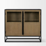 Sloan 40.0W Light Brown W/Black Metal Frame Accent Cabinet by Mercana at Eve Furniture