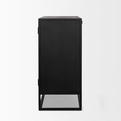 Sloan Light Brown W/Black Metal Frame Accent Cabinet by Mercana at Eve Furniture