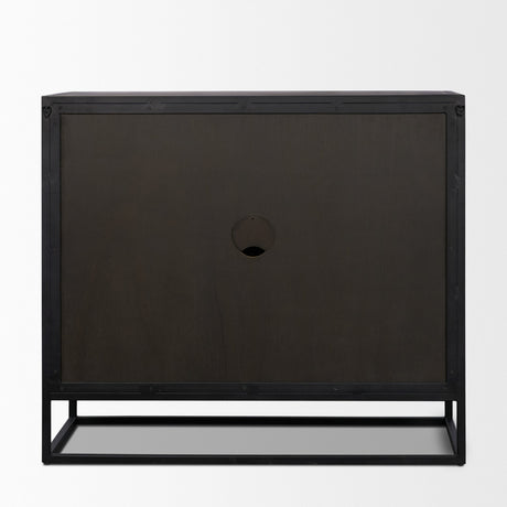 Sloan Light Brown W/Black Metal Frame Accent Cabinet by Mercana at Eve Furniture
