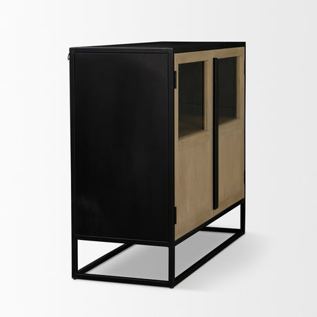 Sloan Light Brown W/Black Metal Frame Accent Cabinet by Mercana at Eve Furniture