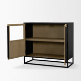 Sloan 40.0W Light Brown W/Black Metal Frame Accent Cabinet by Mercana at Eve Furniture