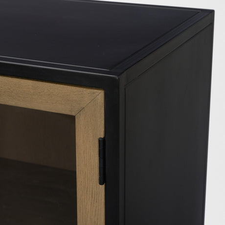 Sloan Light Brown W/Black Metal Frame Accent Cabinet by Mercana at Eve Furniture