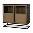 Sloan 40.0W Light Brown W/Black Metal Frame Accent Cabinet by Mercana at Eve Furniture