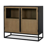 Sloan 40.0W Light Brown W/Black Metal Frame Accent Cabinet by Mercana at Eve Furniture