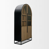 Sloan 47.5W x 80.5H Light Brown W/Black Metal Frame Arched Cabinet by Mercana at Eve Furniture