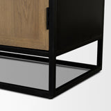 Sloan 47.5W x 80.5H Light Brown W/Black Metal Frame Arched Cabinet by Mercana at Eve Furniture