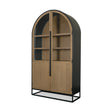 Sloan 47.5W x 80.5H Light Brown W/Black Metal Frame Arched Cabinet by Mercana at Eve Furniture