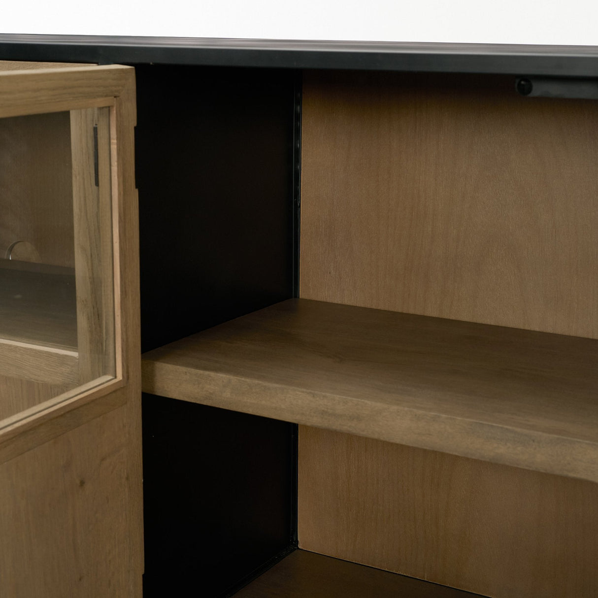 Sloan 80" Light Brown Wood W/Black Metal Frame Sideboard by Mercana at Eve Furniture