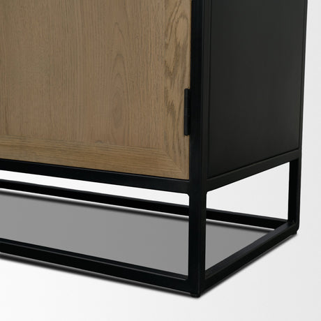 Sloan Light Brown Wood W/Black Metal Frame Sideboard by Mercana at Eve Furniture