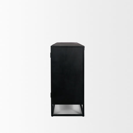 Sloan Light Brown Wood W/Black Metal Frame Sideboard by Mercana at Eve Furniture