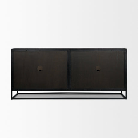 Sloan Light Brown Wood W/Black Metal Frame Sideboard by Mercana at Eve Furniture