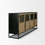 Sloan 80" Light Brown Wood W/Black Metal Frame Sideboard by Mercana at Eve Furniture