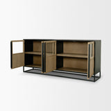 Sloan 80" Light Brown Wood W/Black Metal Frame Sideboard by Mercana at Eve Furniture