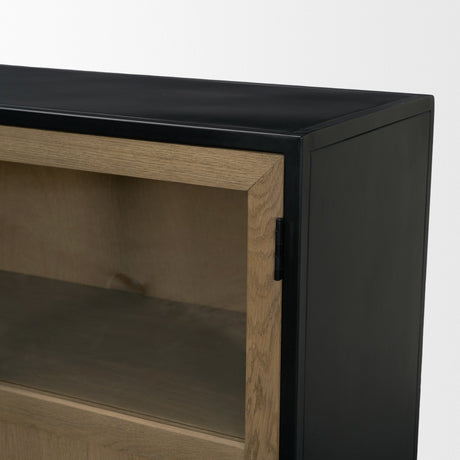 Sloan Light Brown Wood W/Black Metal Frame Sideboard by Mercana at Eve Furniture